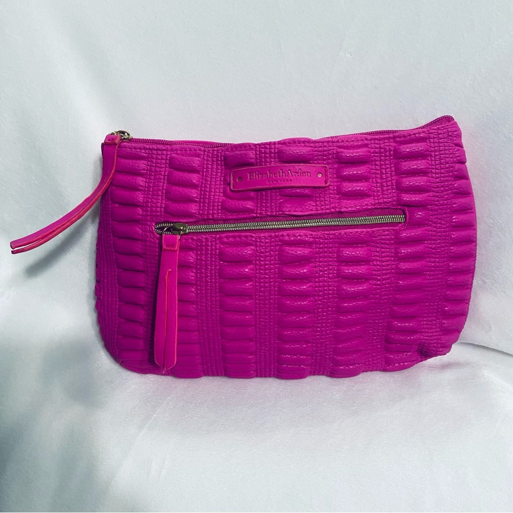 Elizabeth Arden Pink Cosmetic Bags Set Textured Fabric